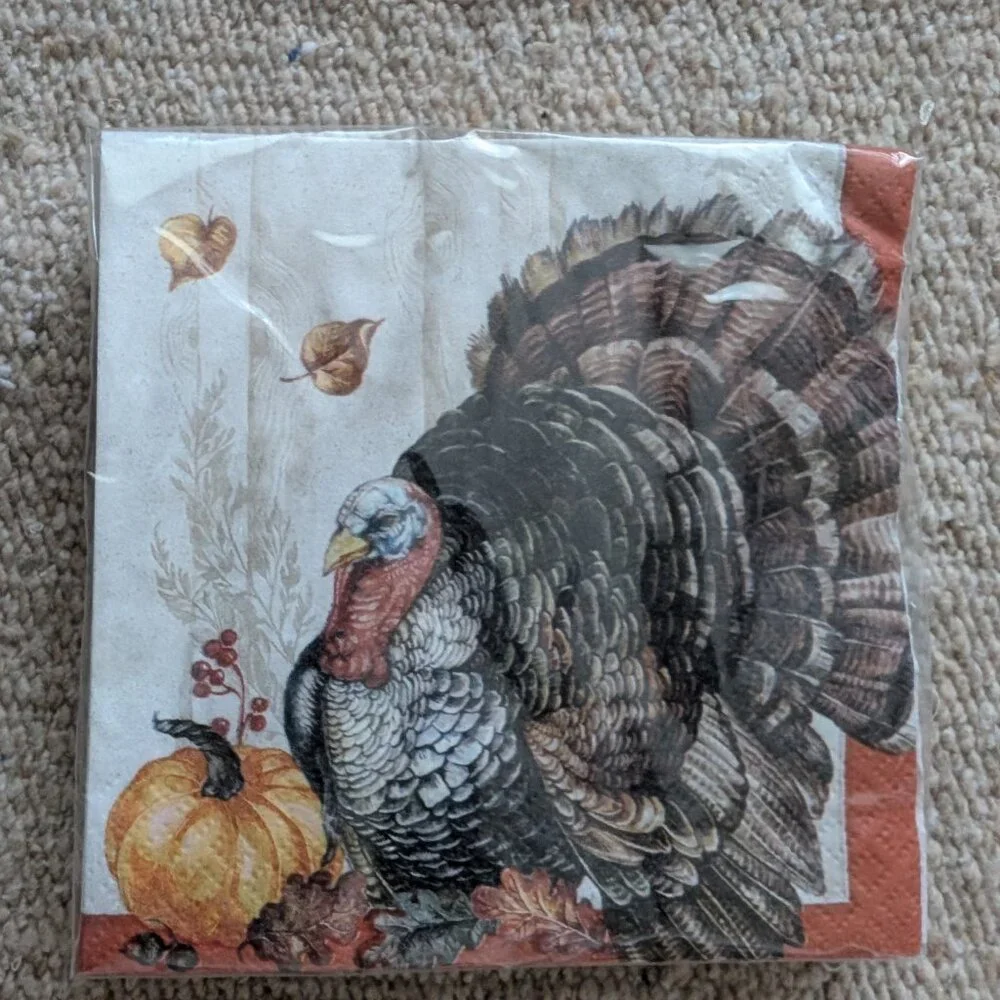 128 Timeless Turkey 2-Ply Thanksgiving Christmas New Year Party Napkins Tissues